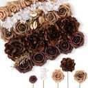 TINGE TIME Artificial Flowers Combo Set, Gradient Color Flower Leaf with Stems for DIY Wedding Bouquets Centerpieces Baby Shower Party Home Decorations (Mocha Brown)