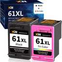XJI Remanufactured Ink Cartridges Replacement for HP Ink 61 XL 61XL HP61 HP61XL Combo Pack, for Envy 4500 4502 5530 OfficeJet 4630 DeskJet 1000 1010 2540 3000 3050 Printer(Black Tri-Color, 2 Pack)