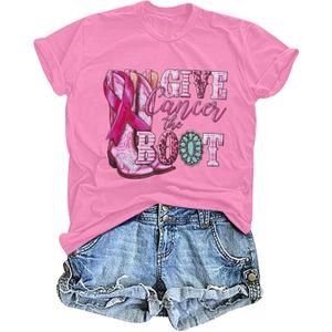 FAYALEQ Breast Cancer Shirt - Women's Awareness Inspirational Short Sleeve Top (Pink, S)