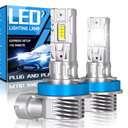 H11 Fog Light Bulbs or DRL, 700% Brighter Fanless H11 H8 H16 Fog Lamp Replacement, 6000K Cool Wihte, Real 1:1 Mini Size Design, Plug and Play, Pack of 2