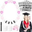 Gosodeny DIY Graduation Leis Colorful Friendship Necklace Graduation Leis Class of 2026 Oversized Bracelet for Women Graduation Party Accessories Decor Supplies (Pink)