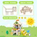 182PCS Wooden Building Blocks Set for Toddlers, Construction City Stacking Toys, Preschool Learning Educational Toys for Kids 3+ Years Girls and Boys (School)