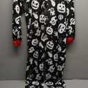 Matching Halloween Onesie Pajamas for Family, Halloween Onesie Adult Pajama Pumpkin Printed Hooded Pjs One Piece Sleepwear, Women -M, 1 Piece