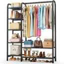 Heavy Duty Clothes Rack with 5 Tiers Shelves, Max Load 670LBS, Portable Freestanding Multi-Functional Metal Clothing Rack with Hanging Rods Organizer System for Bedroom Closet Wardrobe, Black