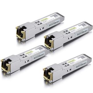 10Gtek -     Ethernet Module, Gigabit SFP-T Transceiver for Cisco SFP-GE-T, Meraki, Fortinet, Ubiquiti UniFi UF-RJ45-1G, TP-Link and More, Pack of 4