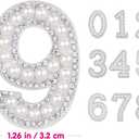 Operitacx Pearl Number Iron on Patches Digital Diamond Rhinestone Stickers for Clothing DIY Decoration Non-Woven Fabric Appliques for Sweaters Hats Bags Easy to Attach (white)
