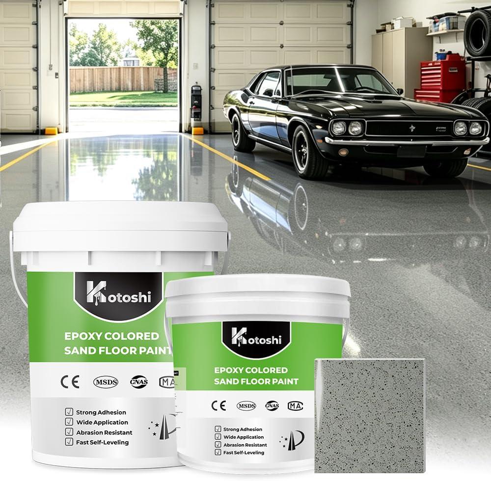 Kotoshi Epoxy Color Sand Floor Paint, Marble Gray,3 Gallon, 384 Fl Oz