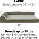 Furhaven Orthopedic Dog Bed for Large/Medium Dogs w/ Removable Bolsters & Washable Cover, For Dogs Up to 55 lbs - Two-Tone Plush Faux Fur & Suede L Shaped Chaise - Dark Sage, Large