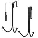 Everlling 2 Pack Adjustable Cubicle Hooks, Heavy Duty Double Coat Hanger for Partition Wall Panels (1.25-3.5 Inch Thickness), Black, Metal Office Accessories for Clothes, Bags, Keys, Umbrellas.