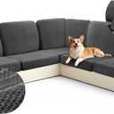 Arfntevss Sectional Couch Covers L Shape 5 Seat Couch Cushion Covers Fitted Stretch Corner Sectional Sofa Cover for Dog 11-Piece Soft U Shaped Furniture Protector (5 Seat 6 Back Cushion, Dark Gray)