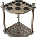 Pool Cue Rack Hold up to 8 Sticks & Billiard Accessories. Floor Stand Pool Cue Stick Holder Made of 100% Solid Hardwood.(GREY)