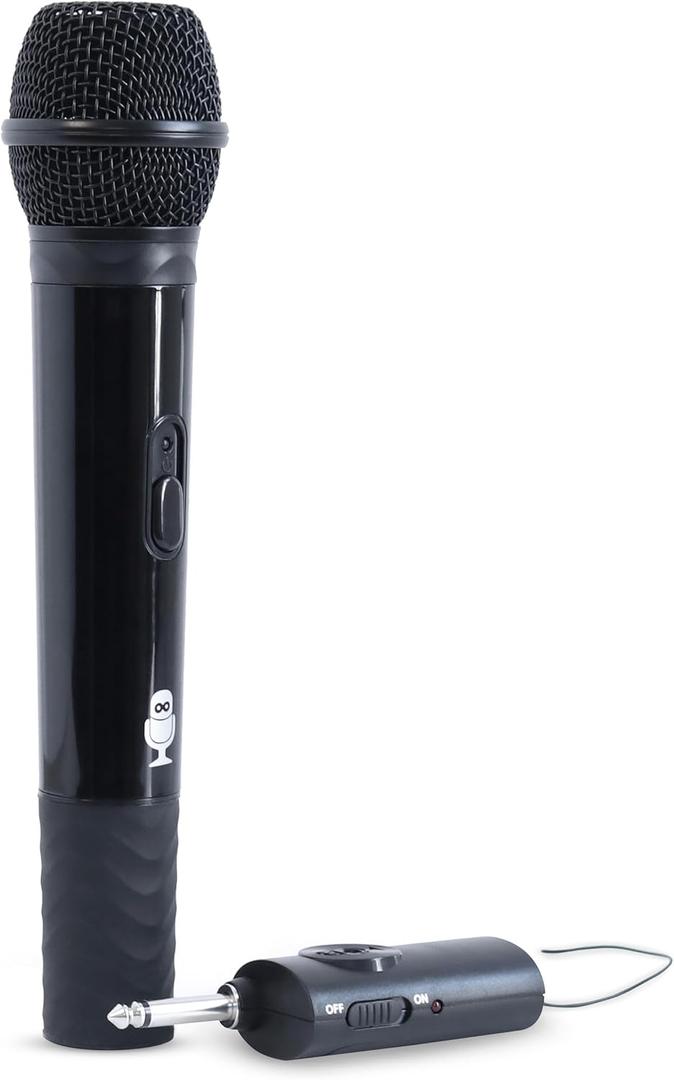 Singing Machine Portable Wireless Microphone (Black) - Premium Unidirectional UHF Wireless Mic for Singing, Speeches & Events - Cordless Mic Compatible with Karaoke Machines, PA Systems & More