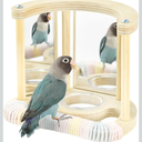 Parakeets Pine Perch Toy Wooden Swing with Acrylic Mirror for Cockatiels, Budgies, Conures, and Small Parrots Bird Cage Accessories for Chewing and Exercise (Tree)