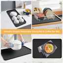 Silicone Coffee Mat, 24''x16'' Bar Mat with Detachable Dish Drying Mat - Fits Under Coffee Maker & Dish Rack