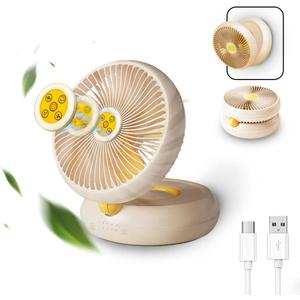 Table Fan, Rechargeable Remote Control Fan with Auto Oscillation 90 Foldable Ultra Quiet 4 Speeds Wind, Portable,Hang Hook, USB Wall Fan for Bedroom Office Kitchen