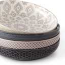 Signature Housewares 36 OZ Shallow Dinner Bowls/Deep Plates Perfect for Spaghetti and Salads - Set of 4 - Large Ceramic Bowls - Colorful Pasta Bowls - Set of 4, Multi-tone Neutral