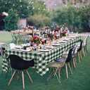 Hiasan 54 x 108 Inch Checkered Tablecloth Rectangle - Waterproof, Wrinkle Resistant and Washable Gingham Table Cloth for Christmas, Outdoor Picnic, Kitchen and Holiday Dinner, Forest Green and White