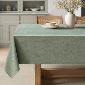 MIULEE Sage Green Linen Polyester Tablecloth 60x84 Inch Spring Rectangle Table Cloth Waterproof,Stain Resistant for Dining Party Wedding
