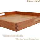 19 x 19 Inches Large Square Cherry Wood Ottoman Tray with Handles, Serve Tea, Coffee Classic Wooden Decorative Serving Tray