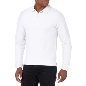 IZOD Young Men's Long Sleeve Pique Polo, White, Large(38/ 39)