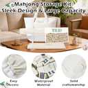Empty Mahjong Tile Bags Set for American Tiles and Racks,Canvas Tote Bag with Mat Holder Accessories Organizer,Portable Mahjong Case Drawstring Protective Sleeve for Rack Pushers,Beige