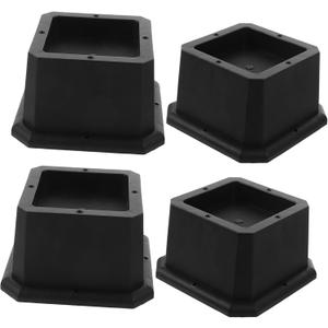 4pcs Bed Risers Stackable Rubber Furniture Foot Cushions Adjustable Height for Sofa Table Chair Durable Anti-Slip Protective Mats Elevation Boost