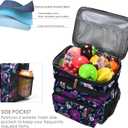 MIYCOO Lunch Bag & Lunch Box for Women Men, Double Deck Leakproof Insulated Soft Large Adult Camping Cooler bag for Work, Beach, Picnic, Travel (Purple Flower, 15L)