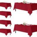 sancua Rectangle Tablecloths for 8 Foot Tables, 6 Pack - Washable Polyester Fabric Table Cloth for Wedding Party, Birthday, Banquet Reception, 60x120 Inch, Red