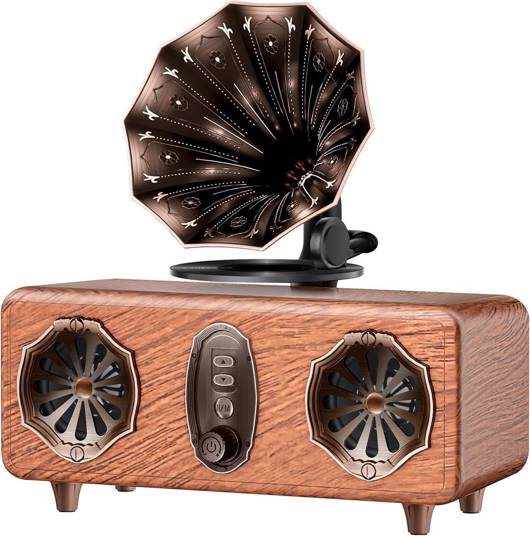 Retro Bluetooth Speaker Retro Radio with 5.4 Bluetooth Version, FM Radio, Bass Vintage Wireless Speaker Support USB/TF/AUX Player for Home Office Room Bedroom, Decorations