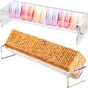 2Pcs Cracker Serving Tray Clear Cracker Holder Acrylic Macaroon Serving Stand Reusable Biscuit Holder Multipurpose Dish Charcuterie Board Platter for Home Party Events 8.75x2.75x1.5 Inch