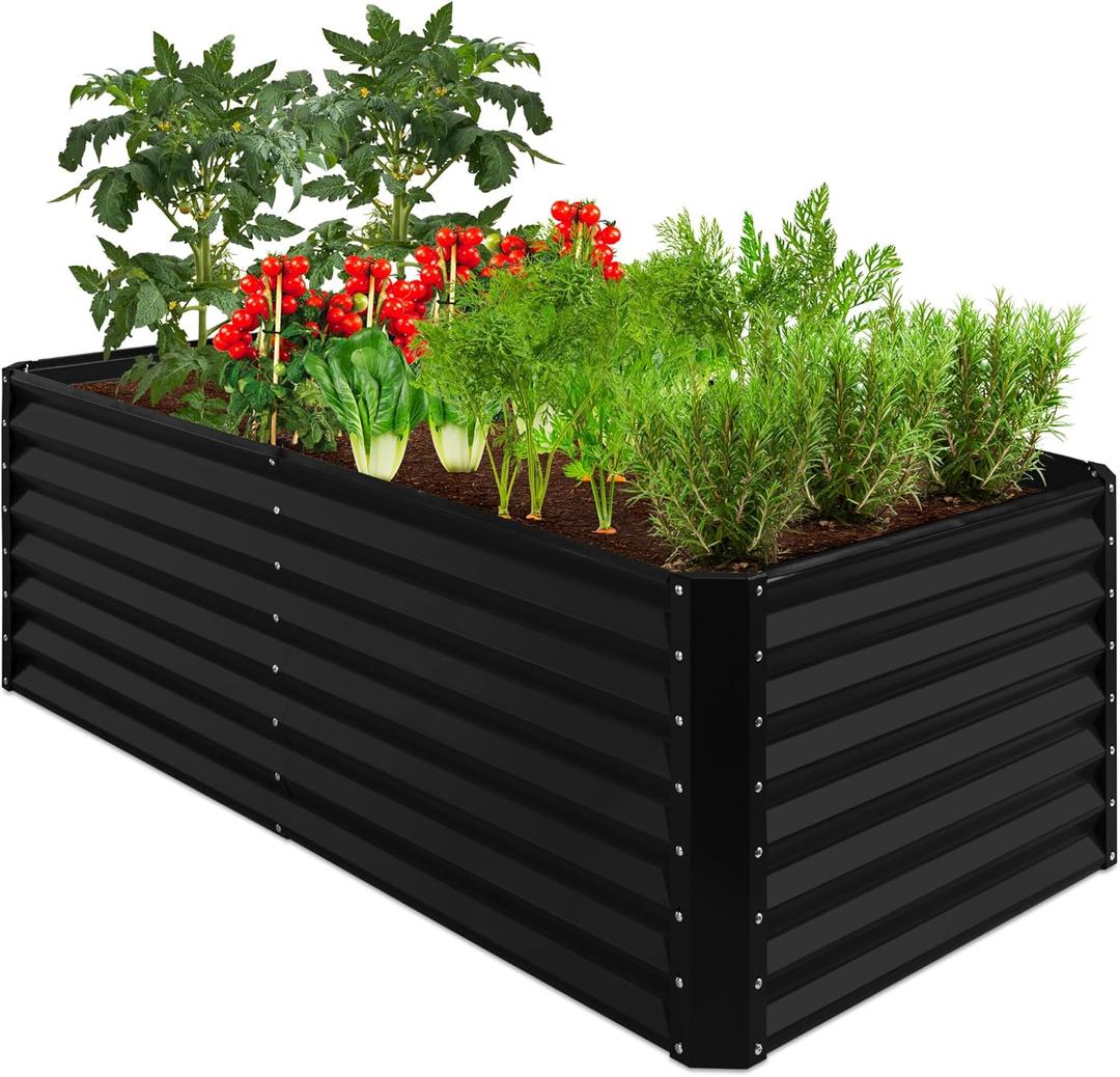 Best Choice Products 6x3x2ft Outdoor Metal Raised Garden Bed, Deep Root Box Planter for Vegetables, Flowers, Herbs, and Succulents w/ 269 Gallon Capacity - Black