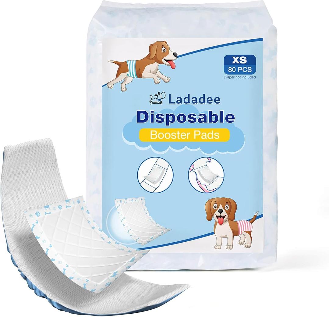 Dog Diaper Liners for Male and Female Dogs-80PCS, Disposable Booster Pads for Dogs, Doggie Diaper Inserts fit Most Types of Dog Diapers - Pet Belly Bands and Male Wraps Pads