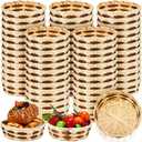 Sintuff 60 Pack Woven Basket Round Bamboo Gift Baskets, Wicker Berry Bread Fruit Basket Food Storage Serving Baskets for Picnic Kitchen, Restaurant, Centerpiece Display, Party, Wedding (Small)