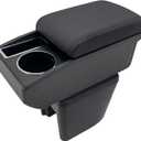 YJYWZH Car Armrest Box for Chevy Chevrolet Aveo 2002-2011 Center Console Storage Organizer Double Layer Space with Cup Holder Mobile Phone Holder (Black Stitching)