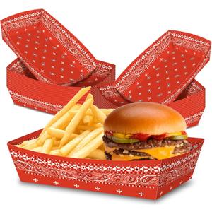 No Folding Required 100 Pack 2 Lb Cowboy Plates Paper Food Trays Party Supplies Western Snack Candy Holder Disposable Serving Trays for Cowboy Party Decorations Food