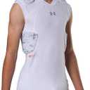 Gameday Pro 5-Pad Football Shirt, Comfortable Compression & Protection for Practice & Game Day, Youth/ Boys (Small, White Camo)