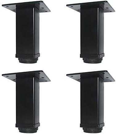 QLLY 6 inch Adjustable Metal Furniture Legs, Square Office Table Desk Leg, Table Leg, Set of 4 (Black)