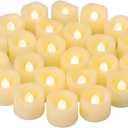 24 PCS LED Flameless Flickering Tea Lights Votive Candle Battery Operated/Electric Flicker LED Tealight Bulk Fake Candles for Halloween Christmas Wedding Party Decorations (Warm White)