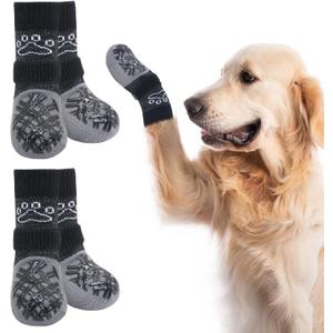 BEAUTYZOO Dog Socks to Prevent Licking Paws, Dog Shoes for Hot Pavement Large Senior Dogs Booties, Non Slip Dogs Boots & Paw Protectors for Hardwood Floors Traction Control Indoor