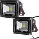 Led Flood Light 2 Pack 10W 12V Ac or Dc Warm White Outdoor Lights 750lm 80w Halogen Bulb Equivalent Black Case for Trees Yard