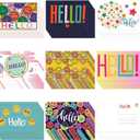 Junkin 80 Pack Hello Postcards Hello Blank Note Cards All Occasion Hello Design Greeting Cards Cute Postcards for Adults Teacher Team Employee Volunteers, 4 x 6 Inch