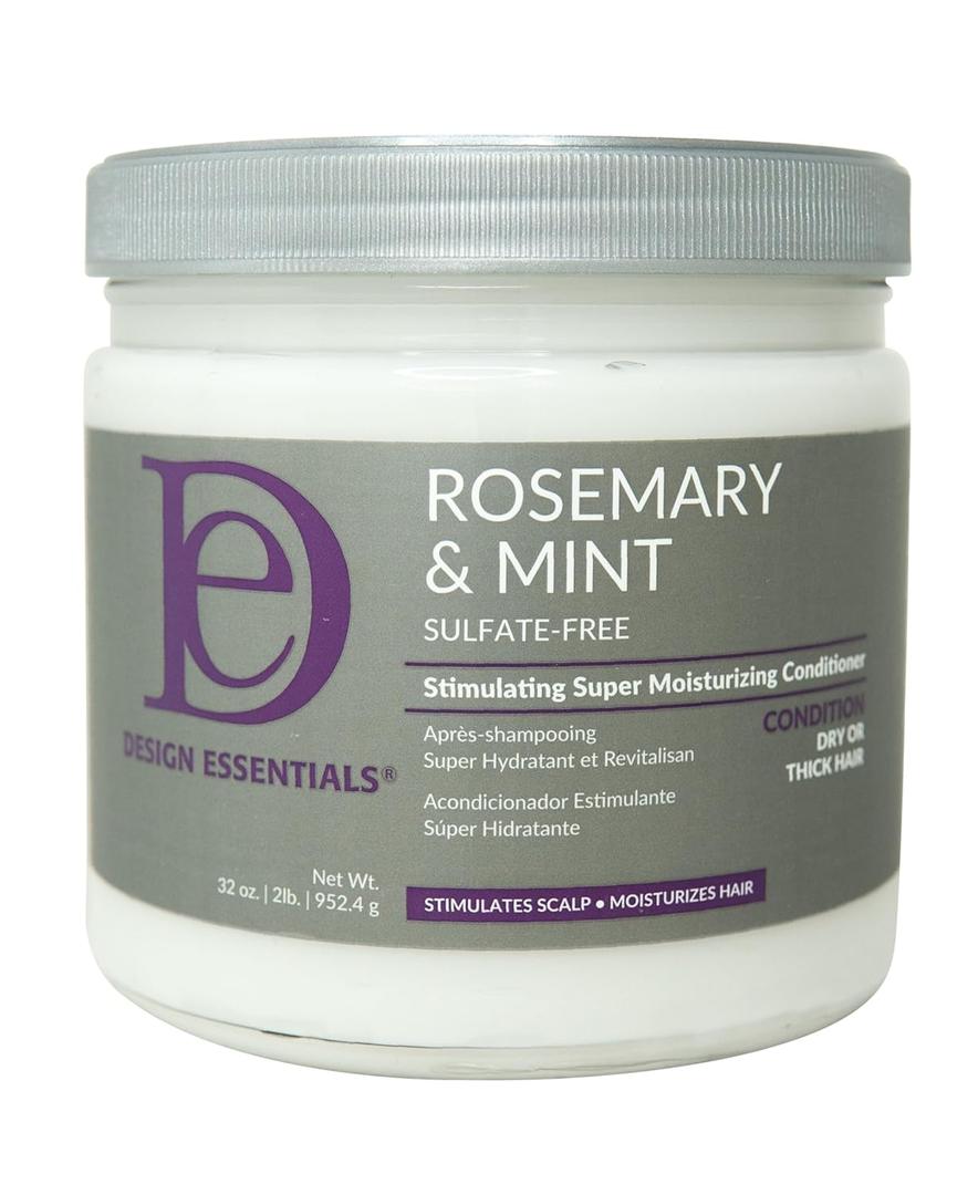 Design Essentials Rosemary & Mint Stimulating Super Moisturizing Conditioner for Dry, Thick, or Brittle Hair; Sulfate-Free, Stimulates Scalp, Moisturizes Hair, 32 Oz (32 Fl Oz (Pack of 1))