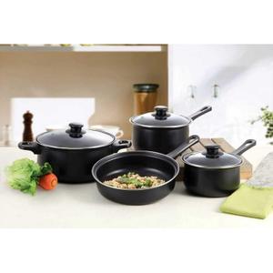 Imperial Home Black 7 Pcs High Quality Nonstick Carbon Steel Cookware Set
