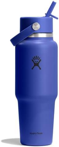 Hydro Flask Travel Water Bottle - Insulated Stainless Steel - Wide Straw Lid, Non Spill, Leakproof in 32 Oz Capri Blue