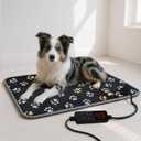 furrybaby Large Dog Heating Pad, Pet Heating Pad for Dogs Indoor, Waterproof Pet Heated Mat with Durable Anti-Bite Tube Indoor for Puppies Dogs Cats (1 Pack Black, 47 * 30 in, Temp Adjustable)