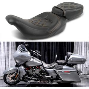 Rich Choices Low-Profile Driver Passenger Seat Pillion Set Compatible with Harley Touring Road King FLHR Street Glide FLHX Road Glide FLTRX CVO Street Glide FLHXSE Electra Glide Ultra Classic (Orange)
