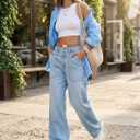 Women's Wide Loose Straight Leg Jeans Trendy High Waisted Jeans for Women Baggy Denim Pants with Pockets