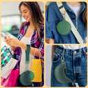 2 x Dual Pouch Wristlet Keychain Wallet Double keychain wallets Mini Pouch Coin Purse Women Coin Detachable Wrist Zip Bag (Green)