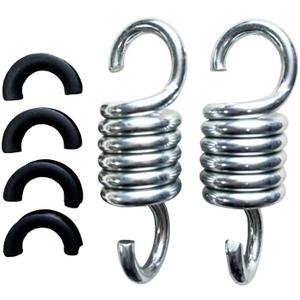 Spring Hooks for Patio Swings 770lb Maximum Weight Recommendation Load-Bearing Hammock Swing Accessories 4.06-Inch Galvanized Hooks 2-Pack Cross Swing Springs with Noise-Reducing Pads