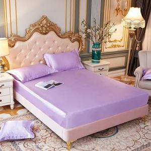 Solid Smooth Satin Fitted Bed Sheets Single Double Bed Elastic Band Mattress Cover, 12,160x200cm 1 pcs